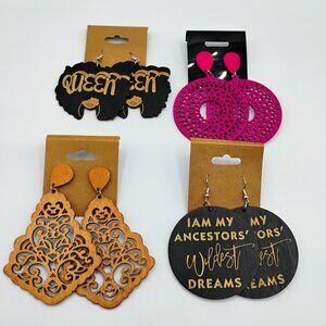 Wood earrings lot 4 pair new condition